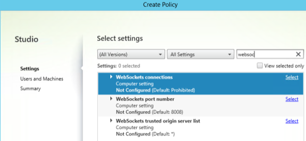 Create Policy Select