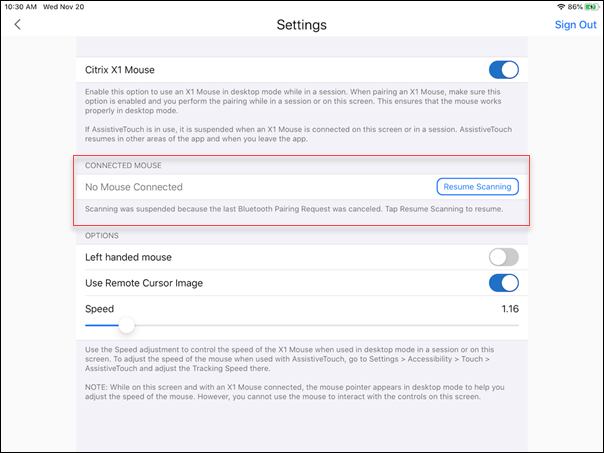 assistive touch resumes scanning