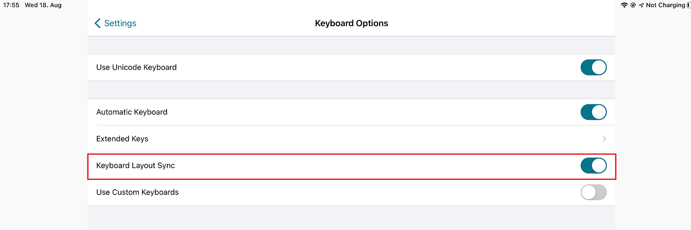 Keyboard options