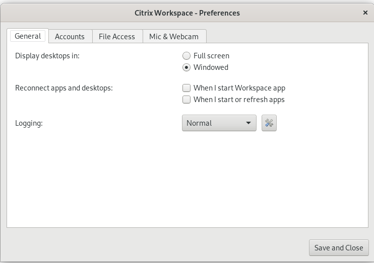 Preferences dialog