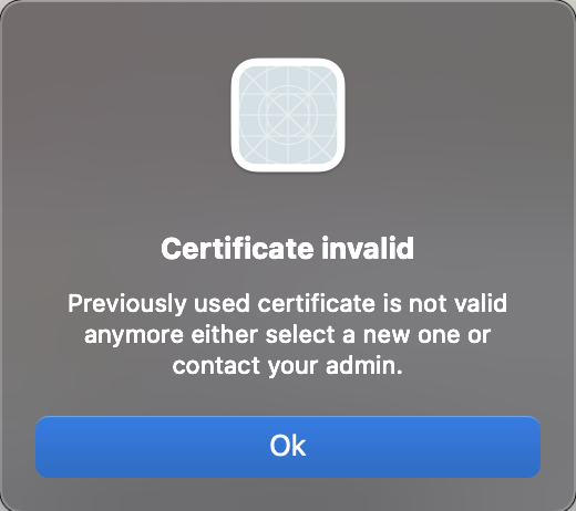 Invalid certificate