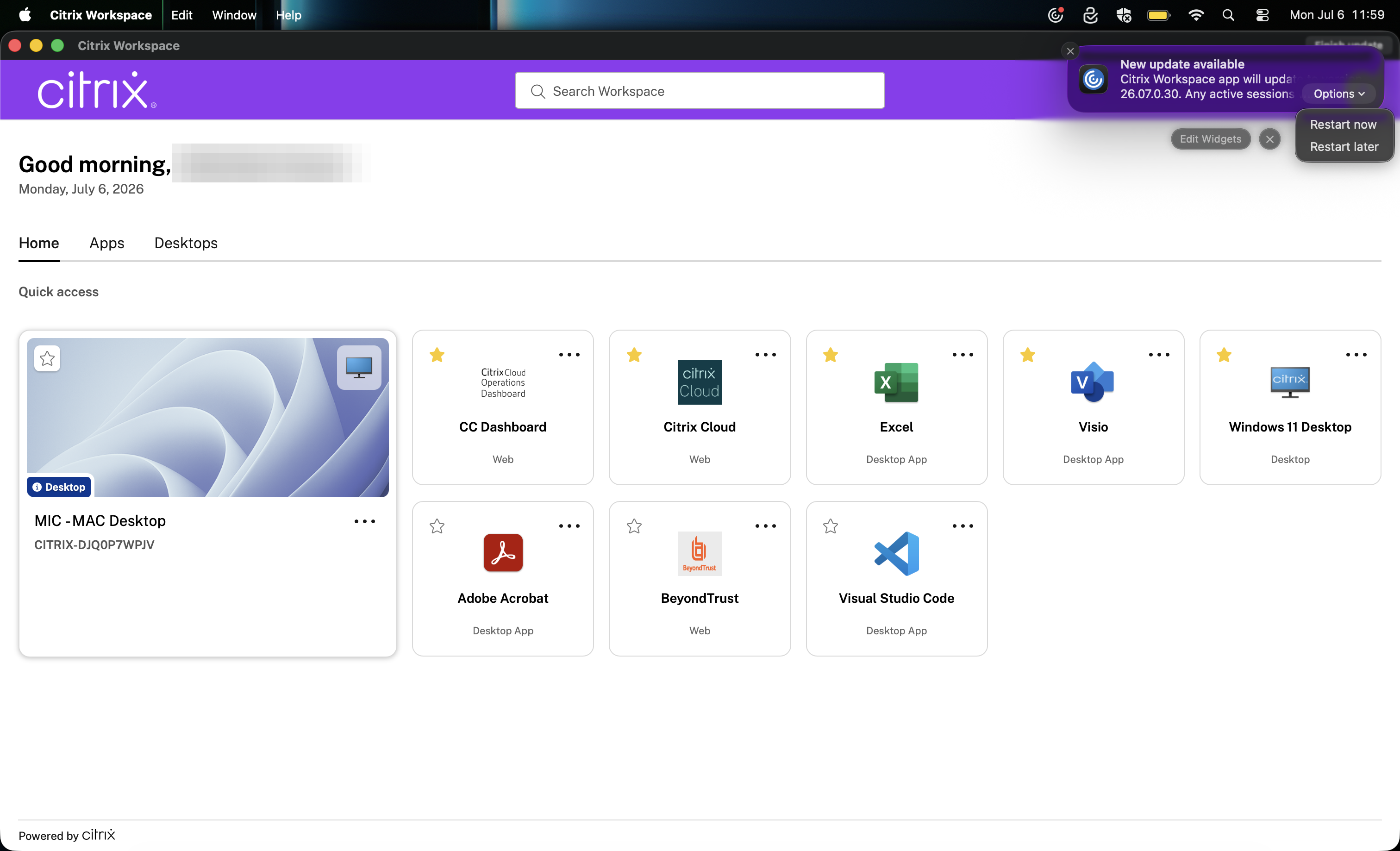 Update Restart Now Notification