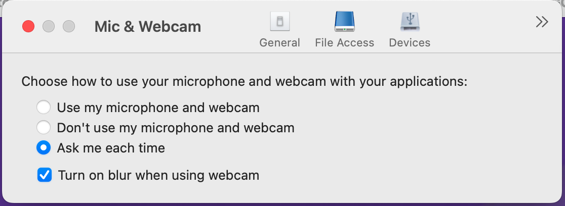 Webcam blur