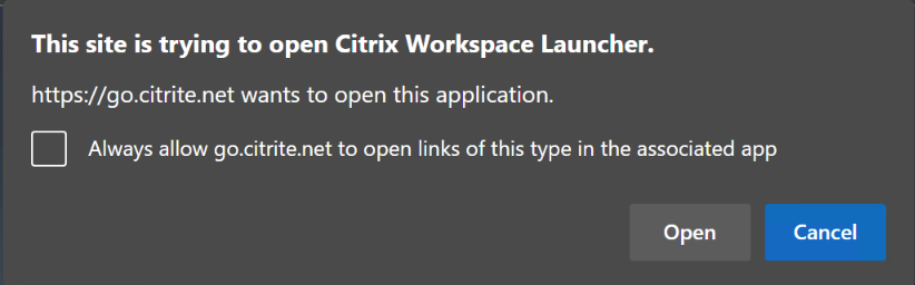 允许 Citrix Workspace 启动器