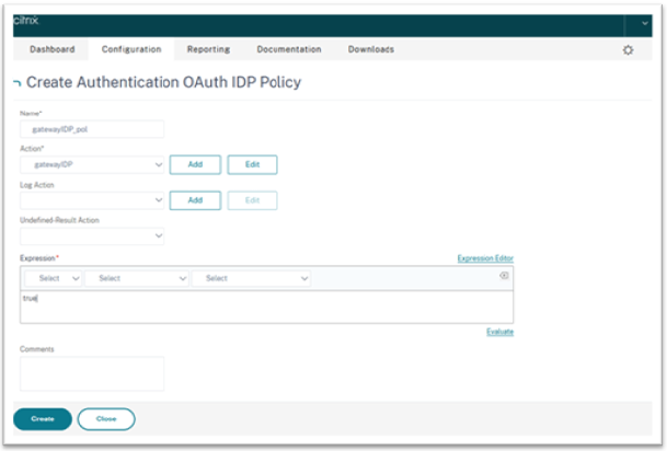 Create OAuth IdP Policy