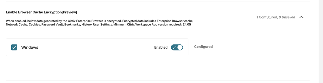 Enable Browser Data Encryption option in GACS