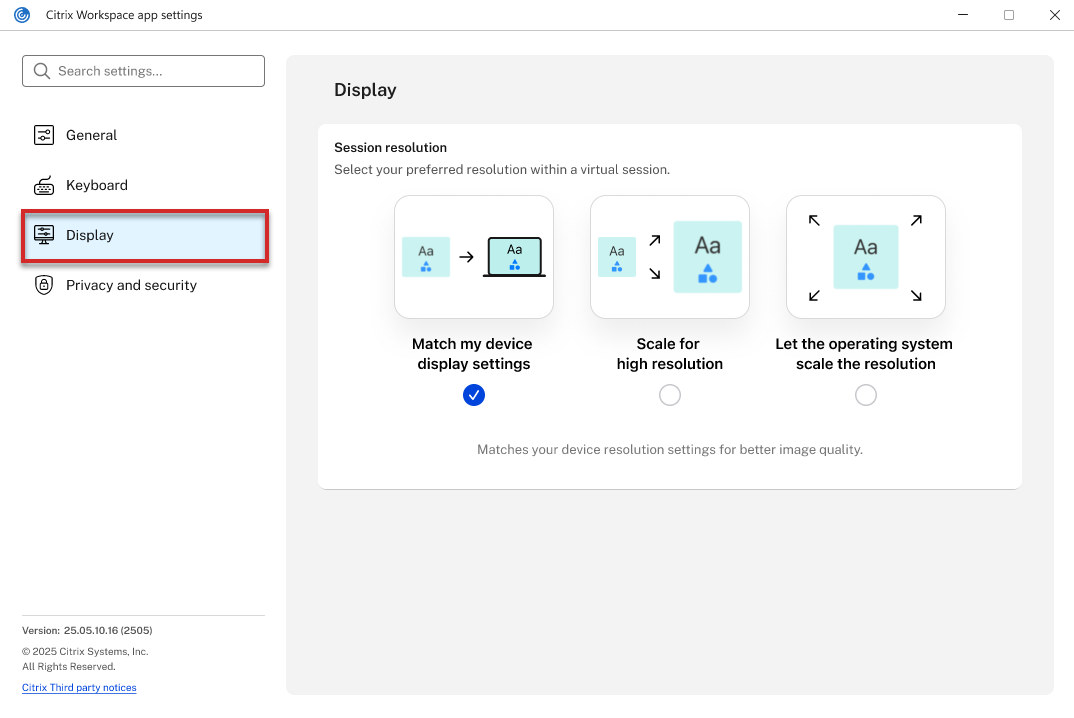 Redesigned App Level Display Settings