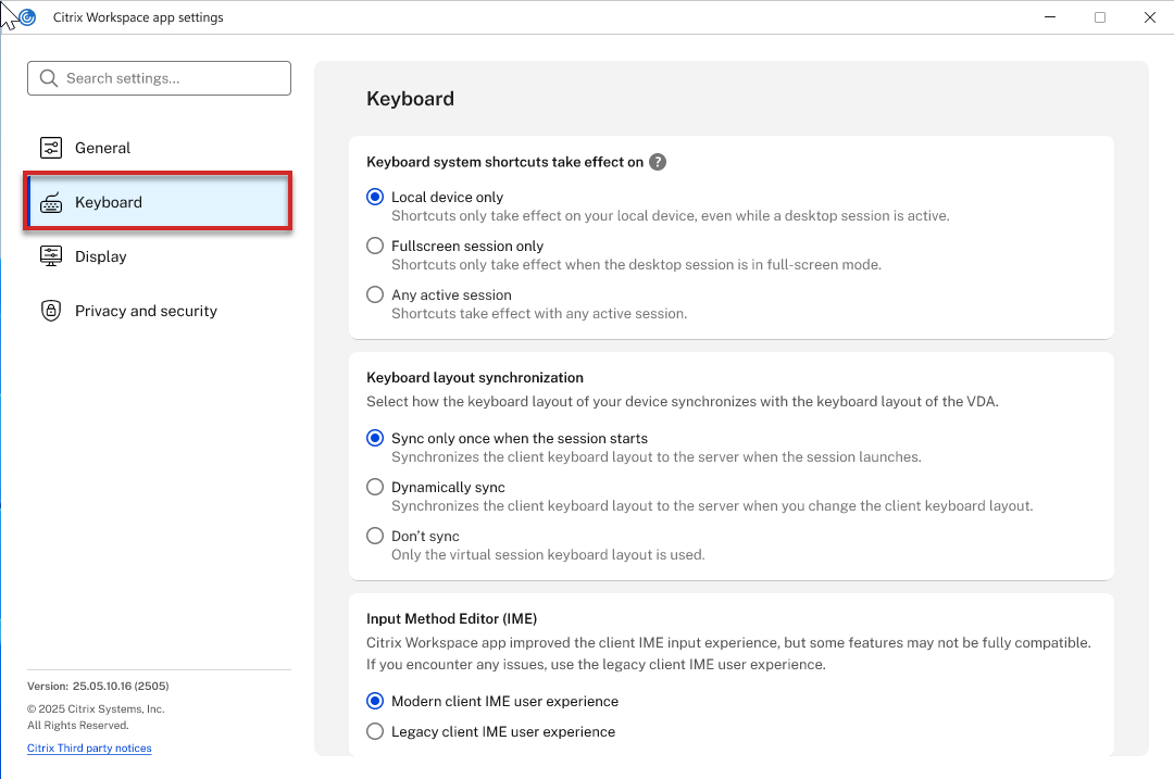 Redesigned App Level Keyboard Settings