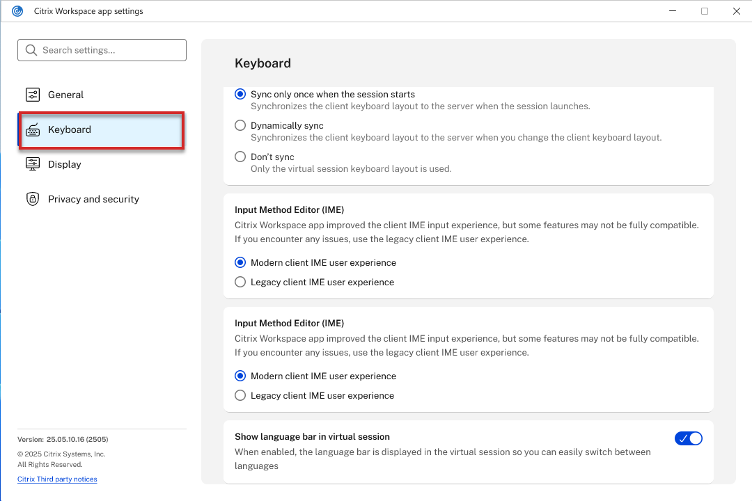 Redesigned App Level Keyboard Settings