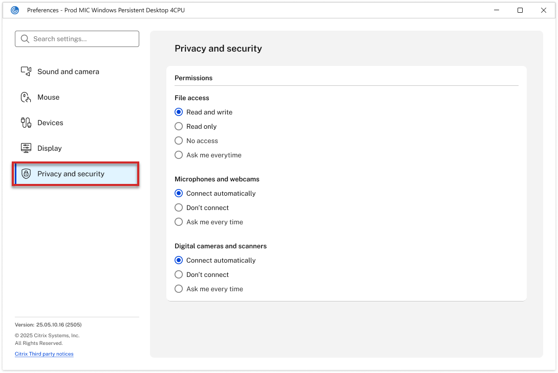 Redesigned In-session Privacy and Security Settings