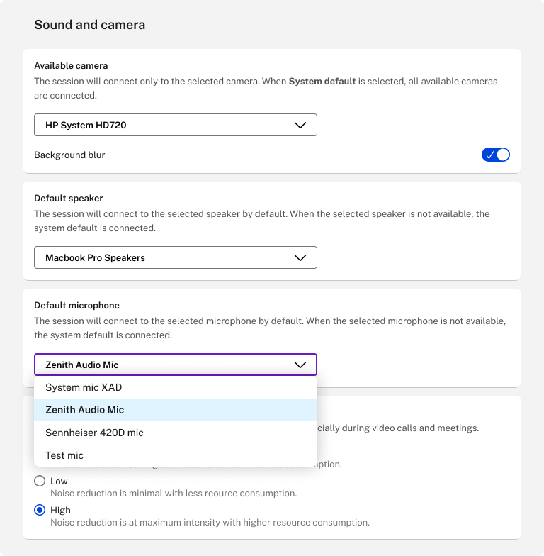 Redesigned In-session Sound Settings Additional View