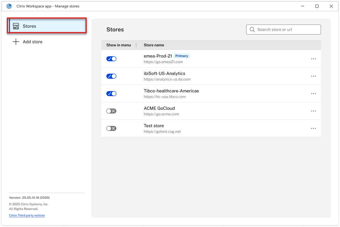 Redesigned Manage Stores Settings