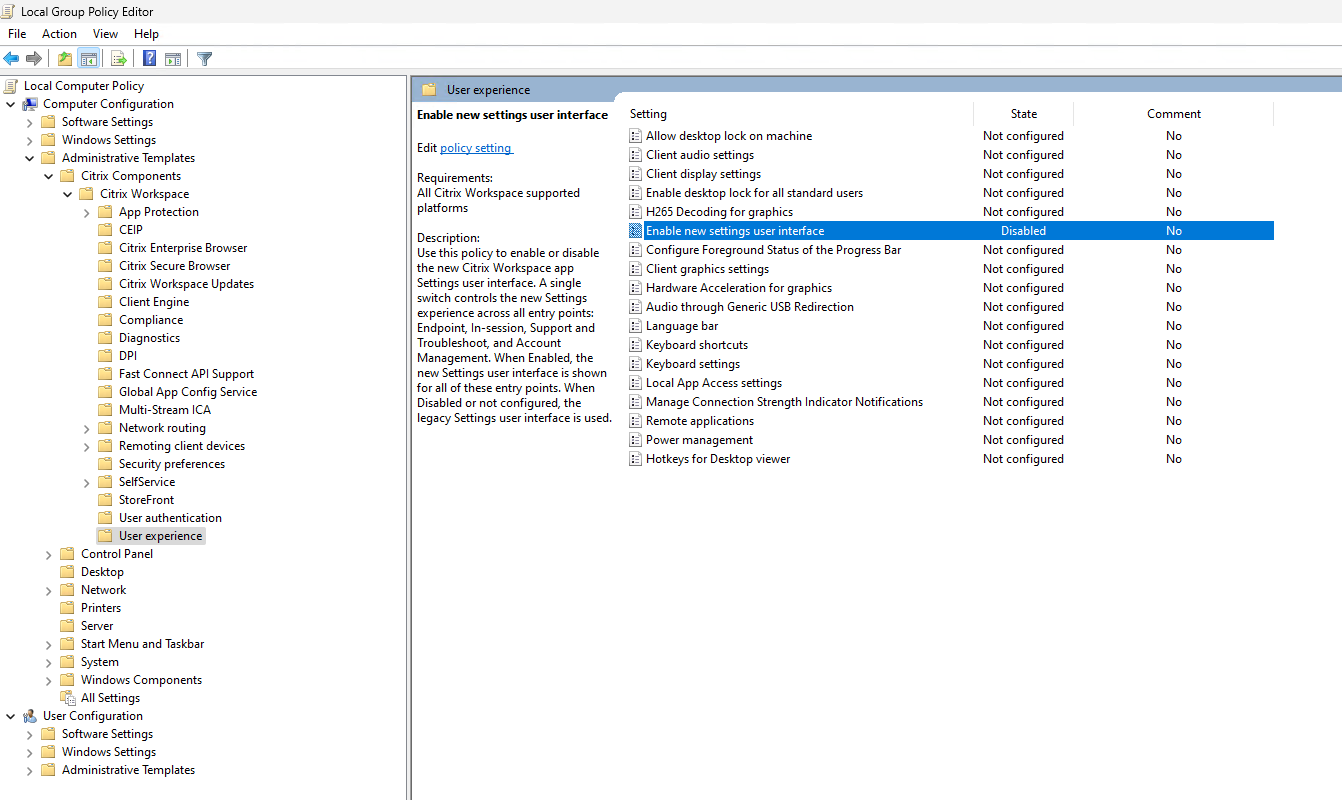 Redesigning New Settings Enable
