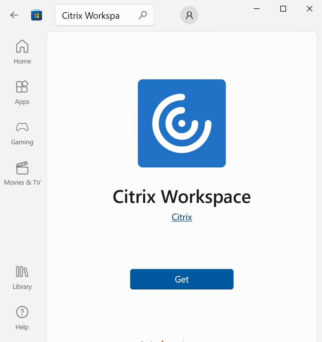 Instalación de la aplicación Citrix Workspace desde la tienda