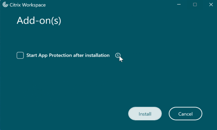 インストール後にApp Protectionを開始にする - 2311以降のバージョンのCitrix Workspaceアプリ