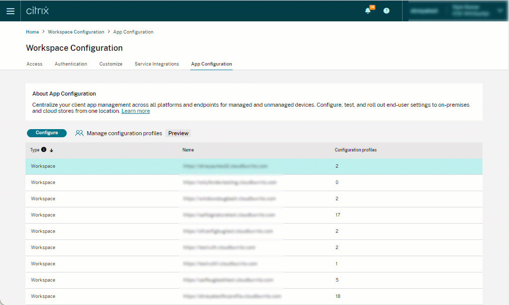 Configuration profile from URL configuration page