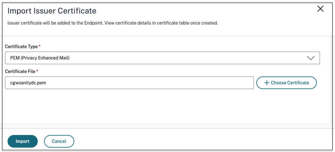 Import device certificate