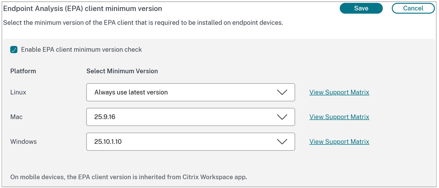EPA version management