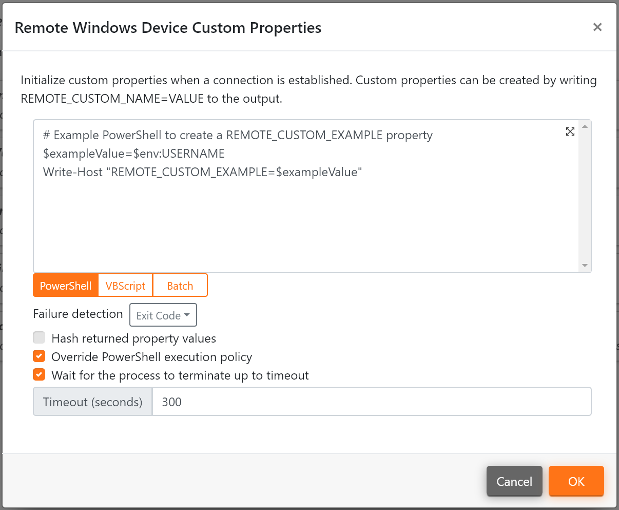Custom Properties for the Remote Windows Device