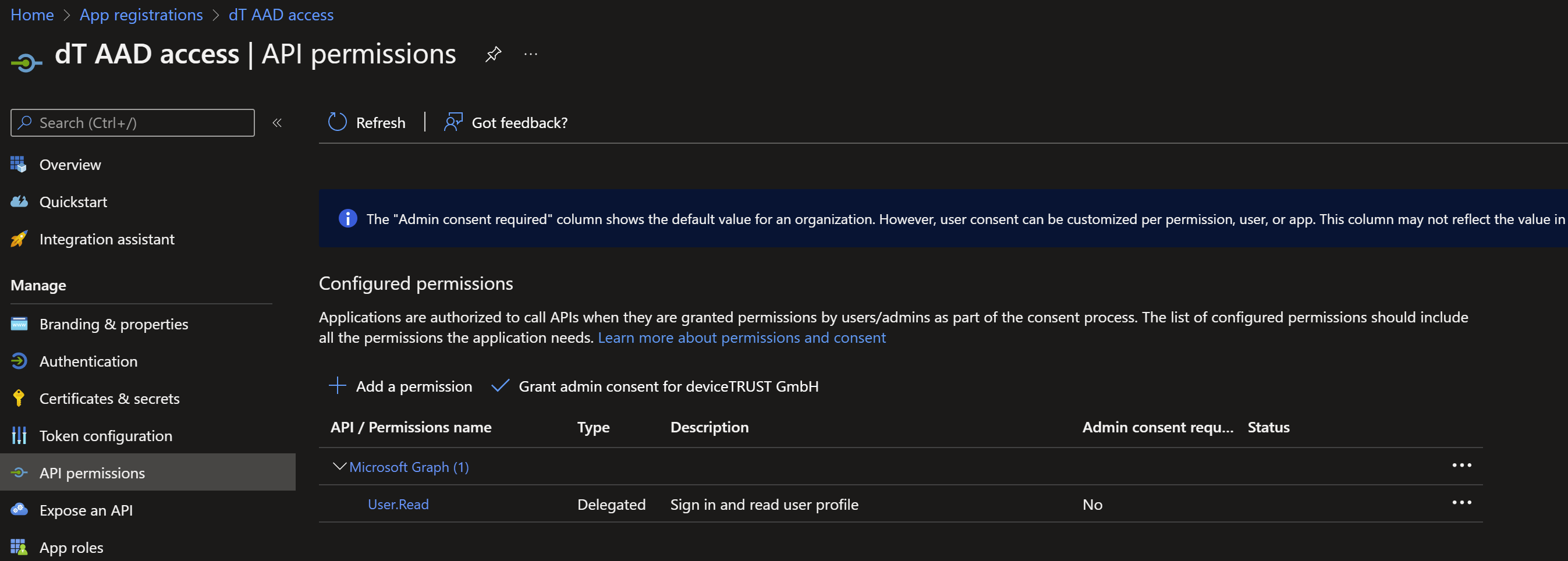 API permissions