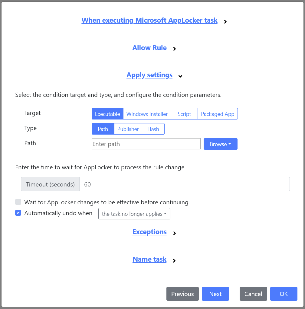 The Microsoft AppLocker task.