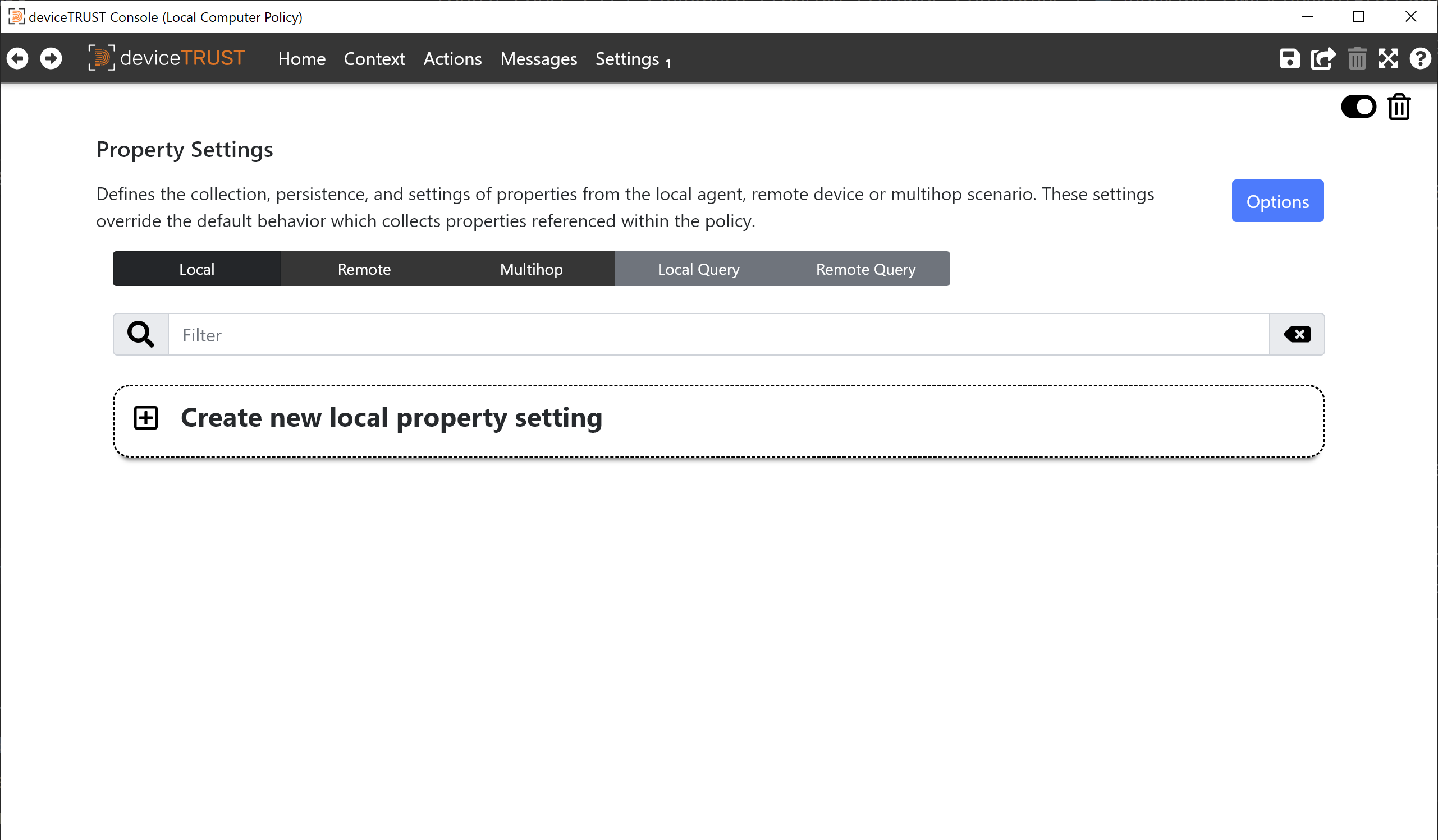 The Property Settings.