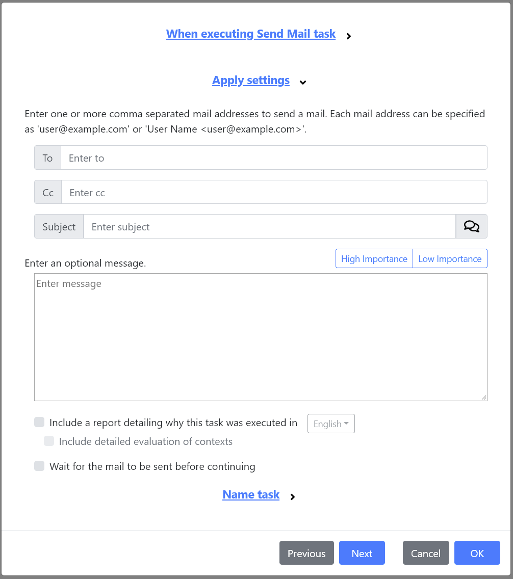 The Send Mail task.
