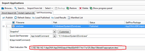 Client Instruction File listed in Self-Provisioning tab