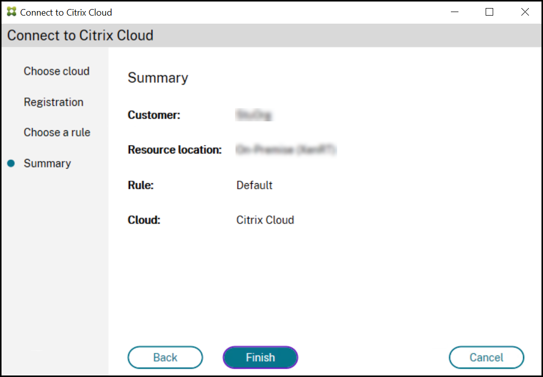 Resumen de la conexión con Cloud