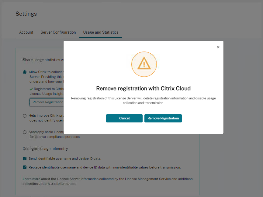 Remove registration