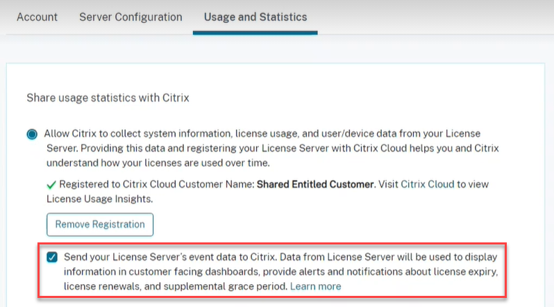License Server event data