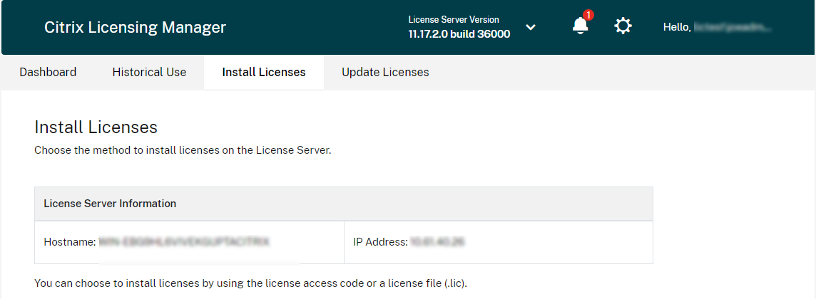 Install license