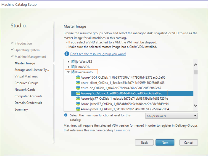 Image of finding VHD of the template VM