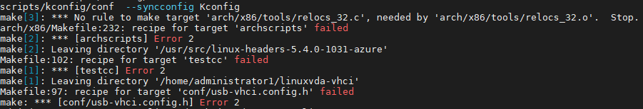 Image of a kernel building error