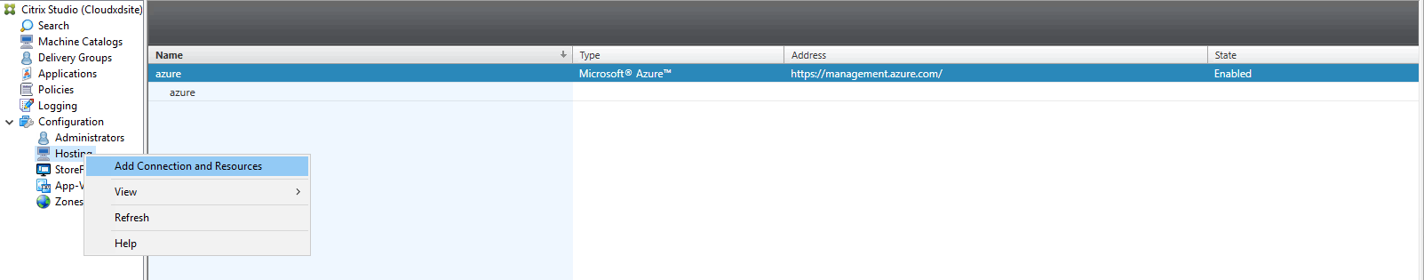 Image of creating connection to Azure