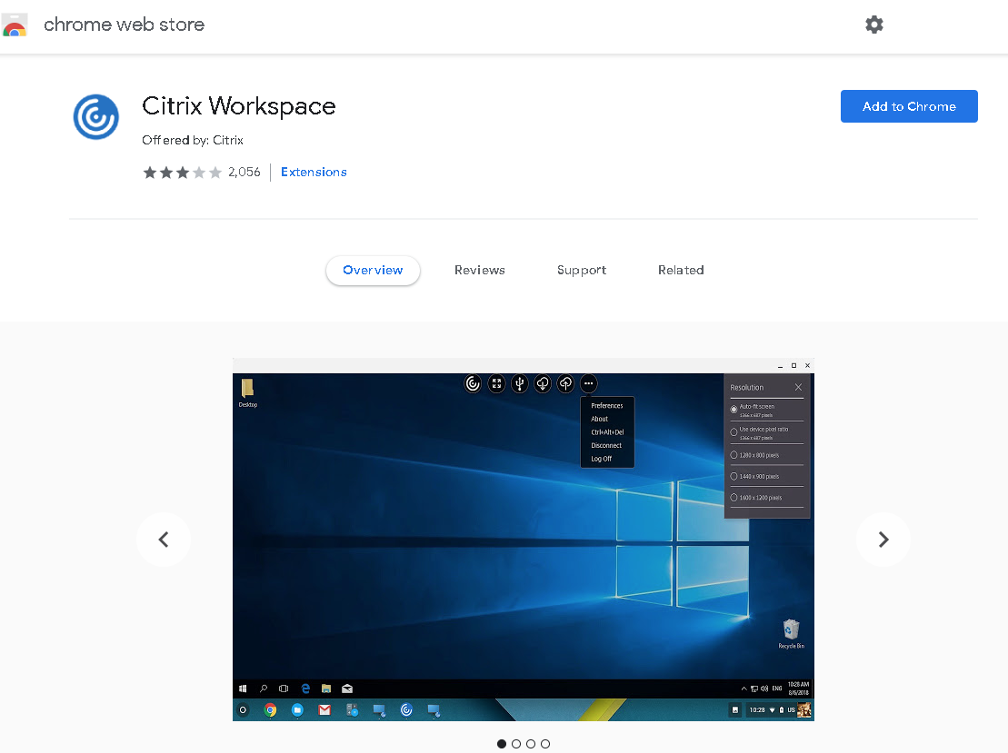 Imagen de la aplicación Citrix Workspace para Chrome