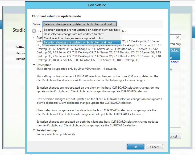 Clipboard selection update mode