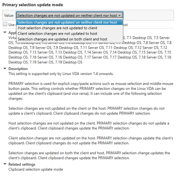 Primary selection update mode