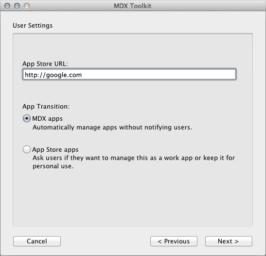 Image of the MDX Toolkit User Settings screen
