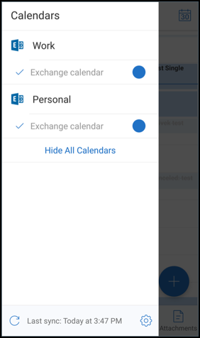 Image of the calendar associated with primary or default account