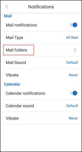 Selecting mail folder