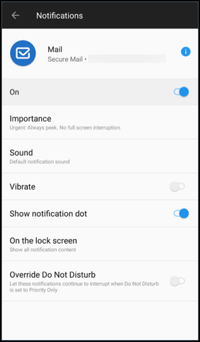 Mail notification channel settings