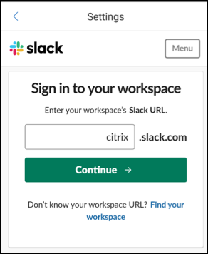 Slack 작업 공간 URL