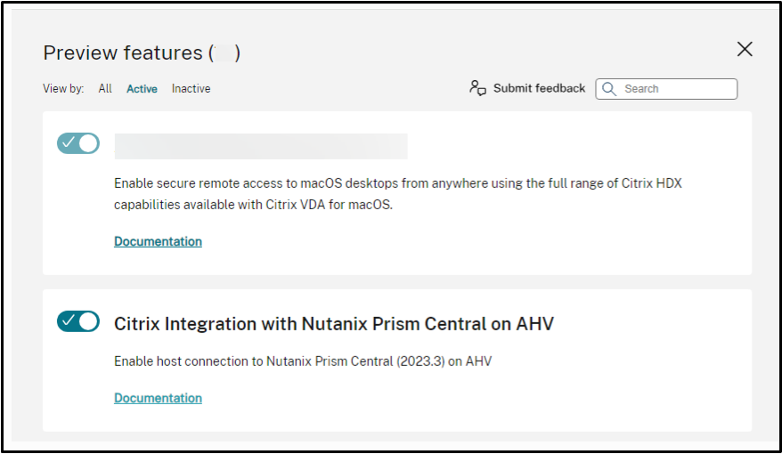 Nutanix AHV Prism Central connection feature toggle