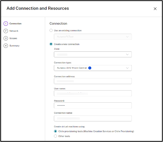 Nutanix AHV Prism Central connection type