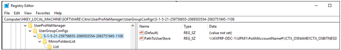 Result in Registry for Path to user store