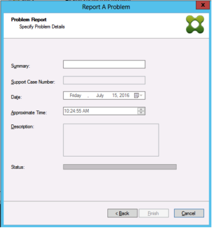 Image of the final Report a Problem screen