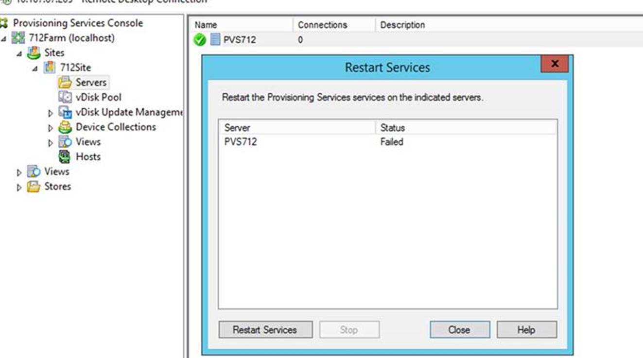 Image of the restart services dialog box