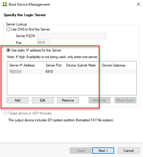Specify the login server