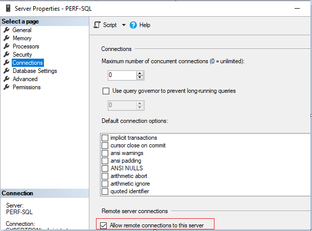 MS SQL server connections